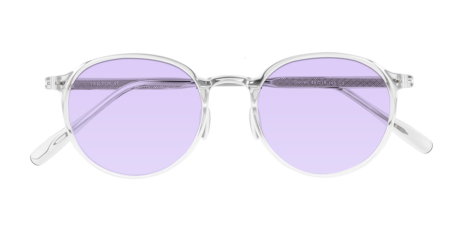 Folded Front of Durrell in Clear with Light Purple Tinted Lenses