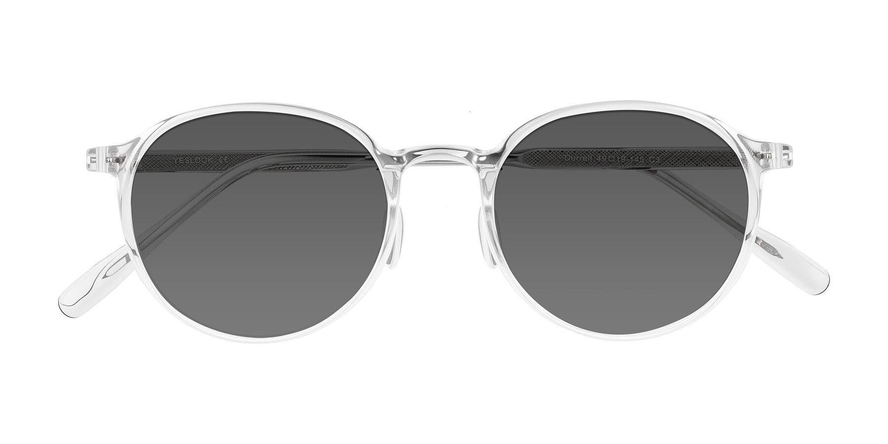 Folded Front of Durrell in Clear with Medium Gray Tinted Lenses