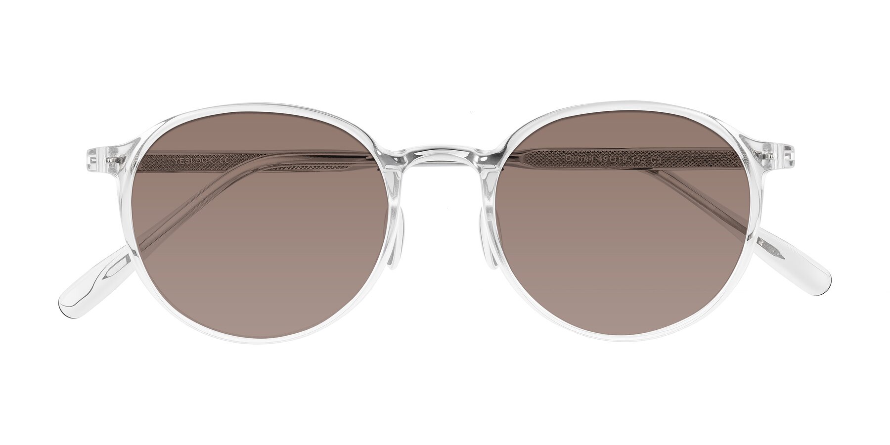 Folded Front of Durrell in Clear with Medium Brown Tinted Lenses