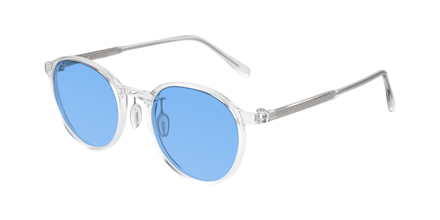 Angle of Durrell in Clear with Medium Blue Tinted Lenses