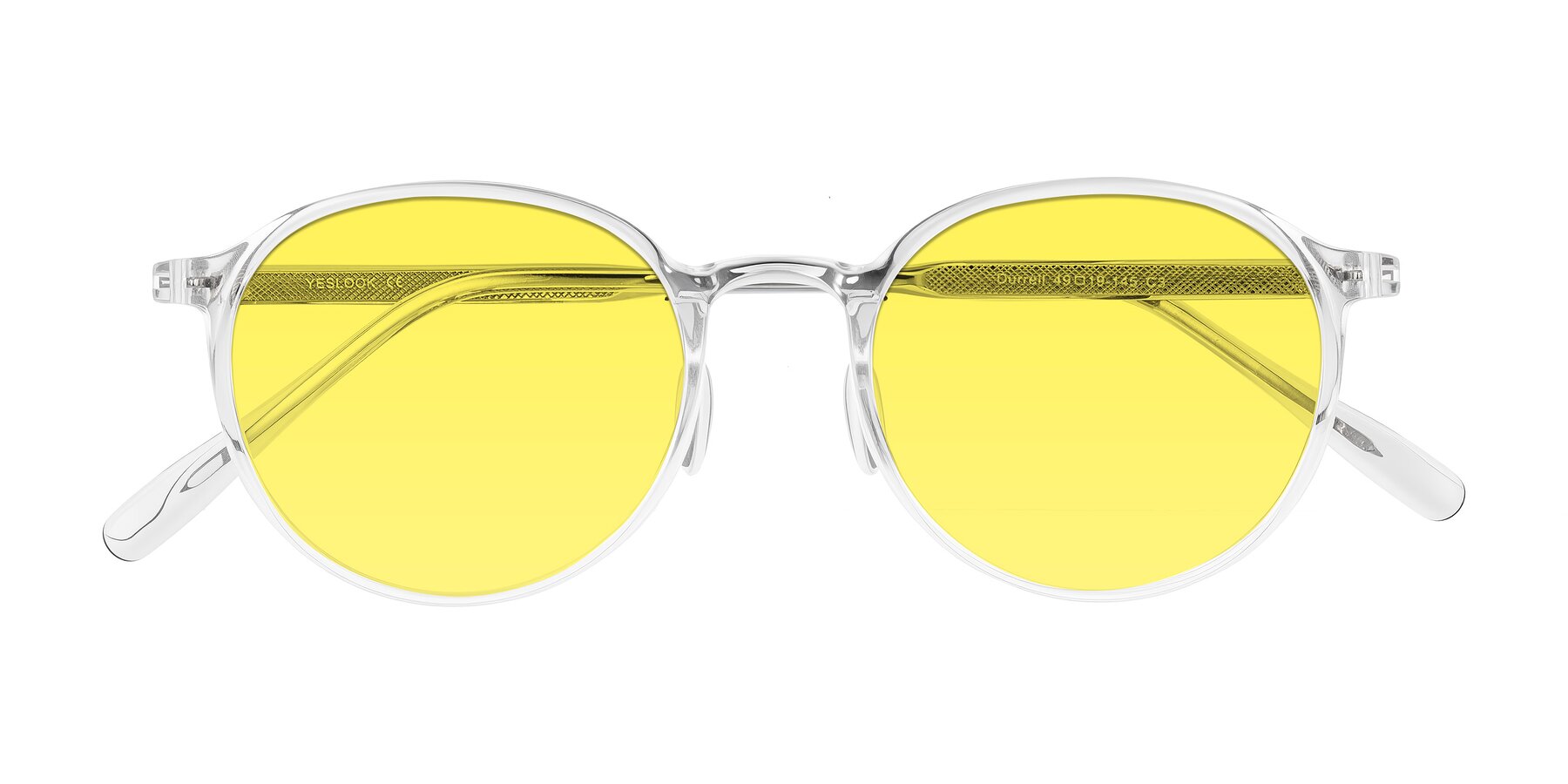 Folded Front of Durrell in Clear with Medium Yellow Tinted Lenses