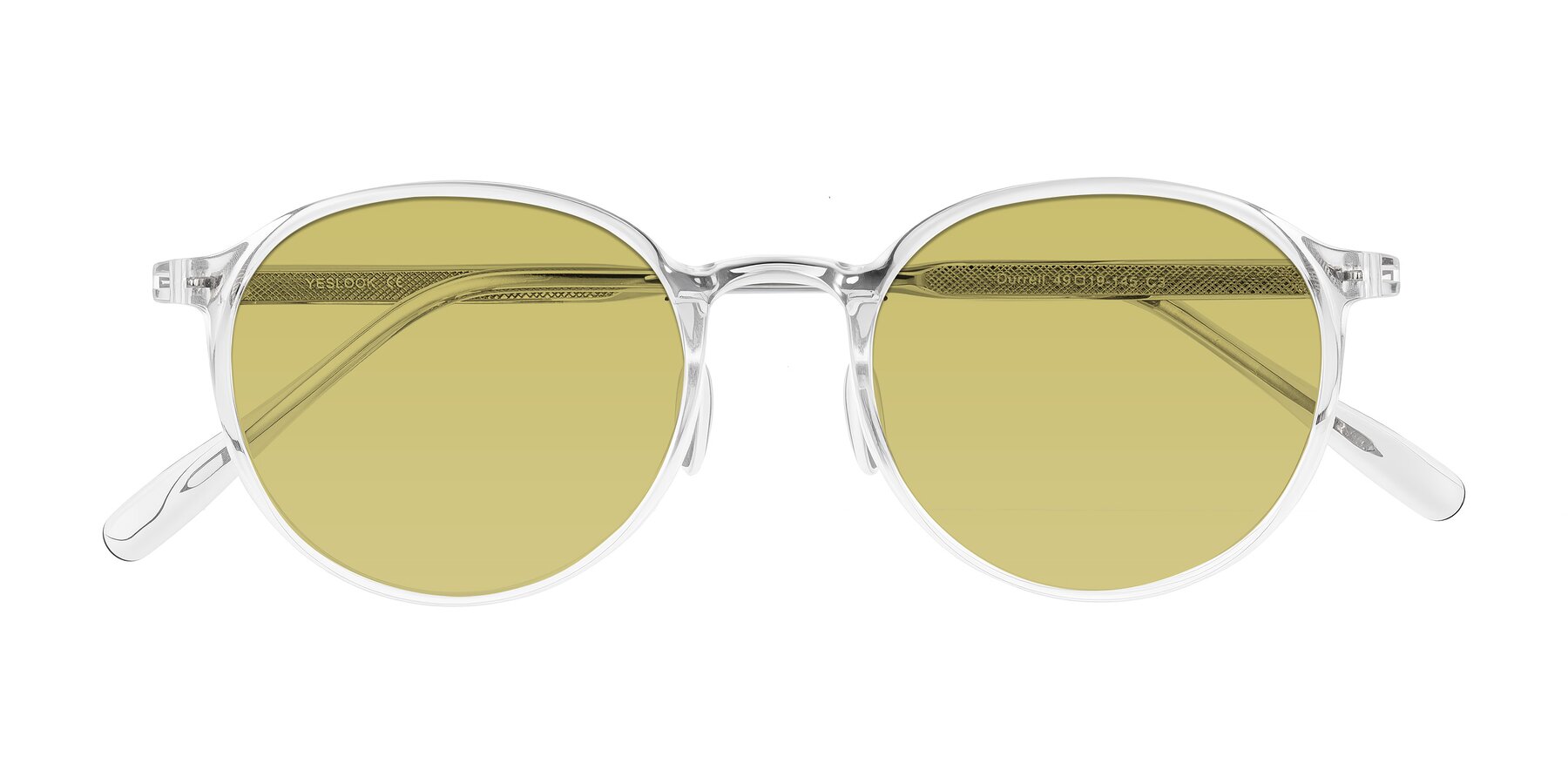 Folded Front of Durrell in Clear with Medium Champagne Tinted Lenses