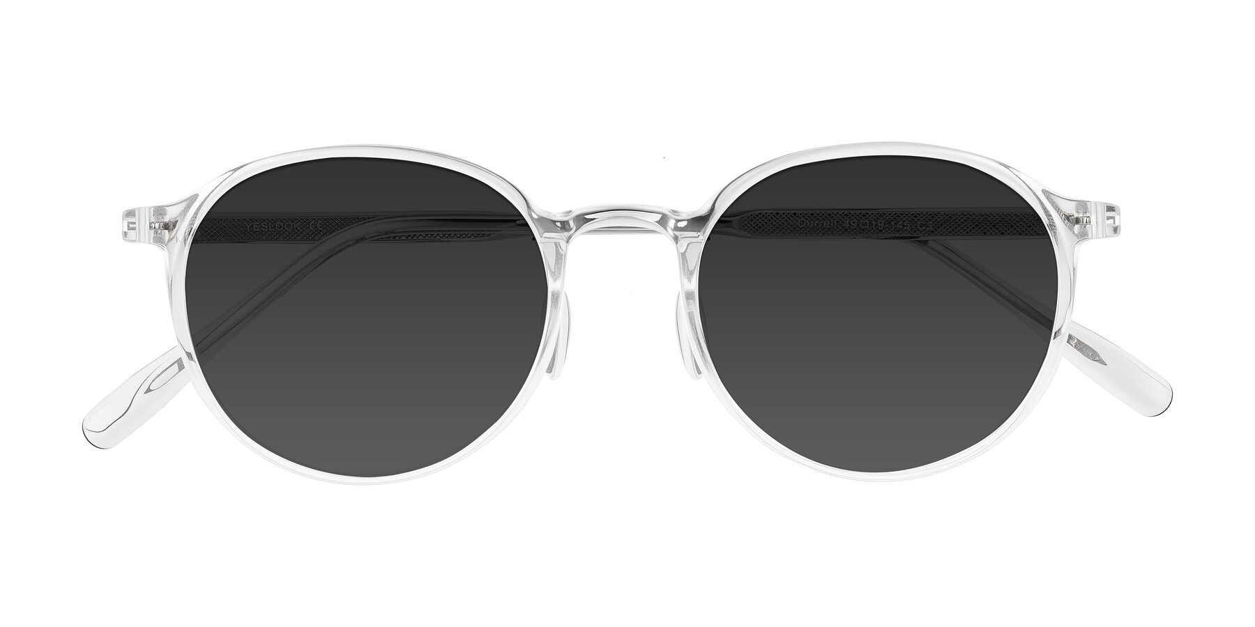 Folded Front of Durrell in Clear with Gray Tinted Lenses