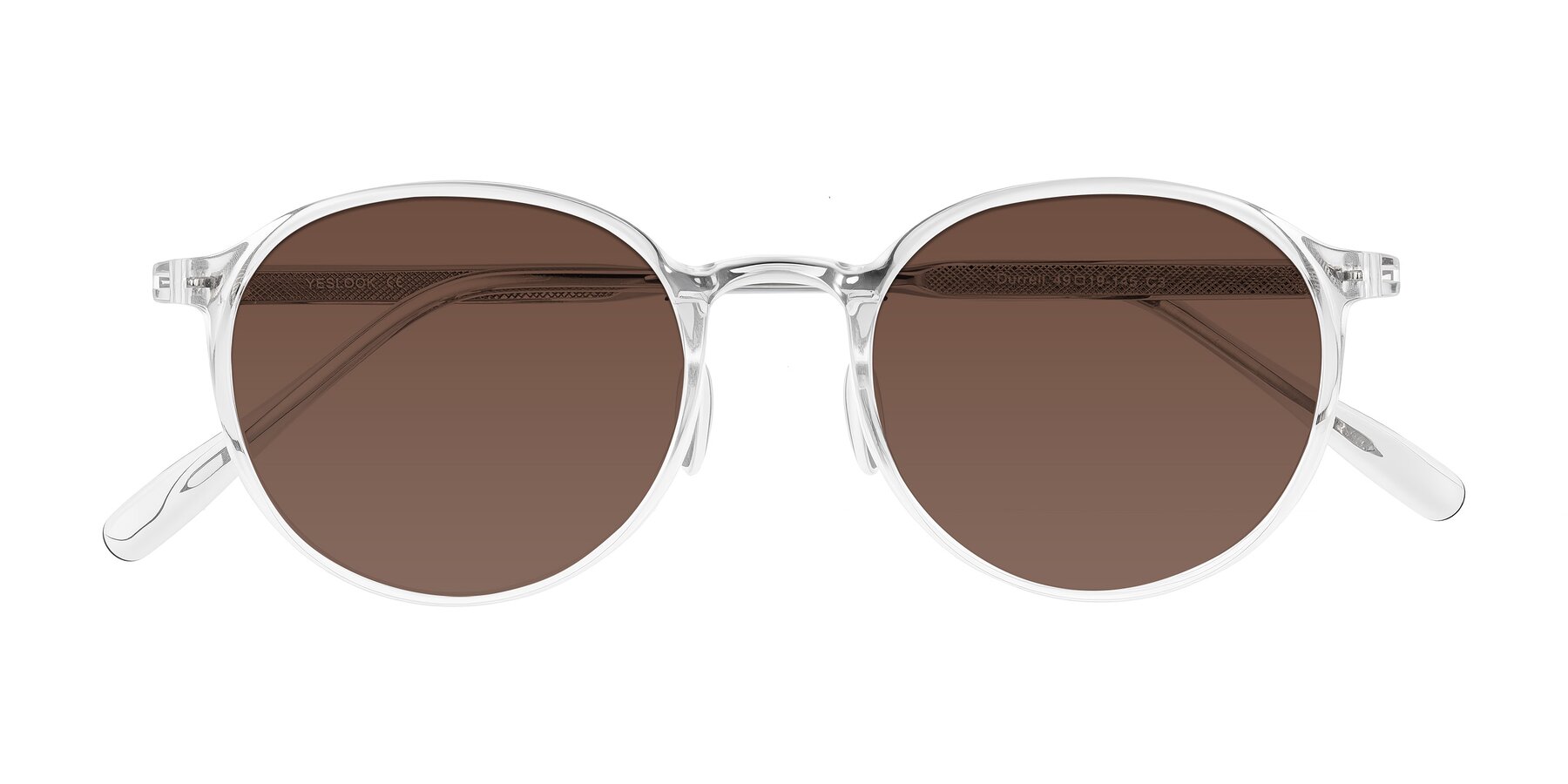 Folded Front of Durrell in Clear with Brown Tinted Lenses