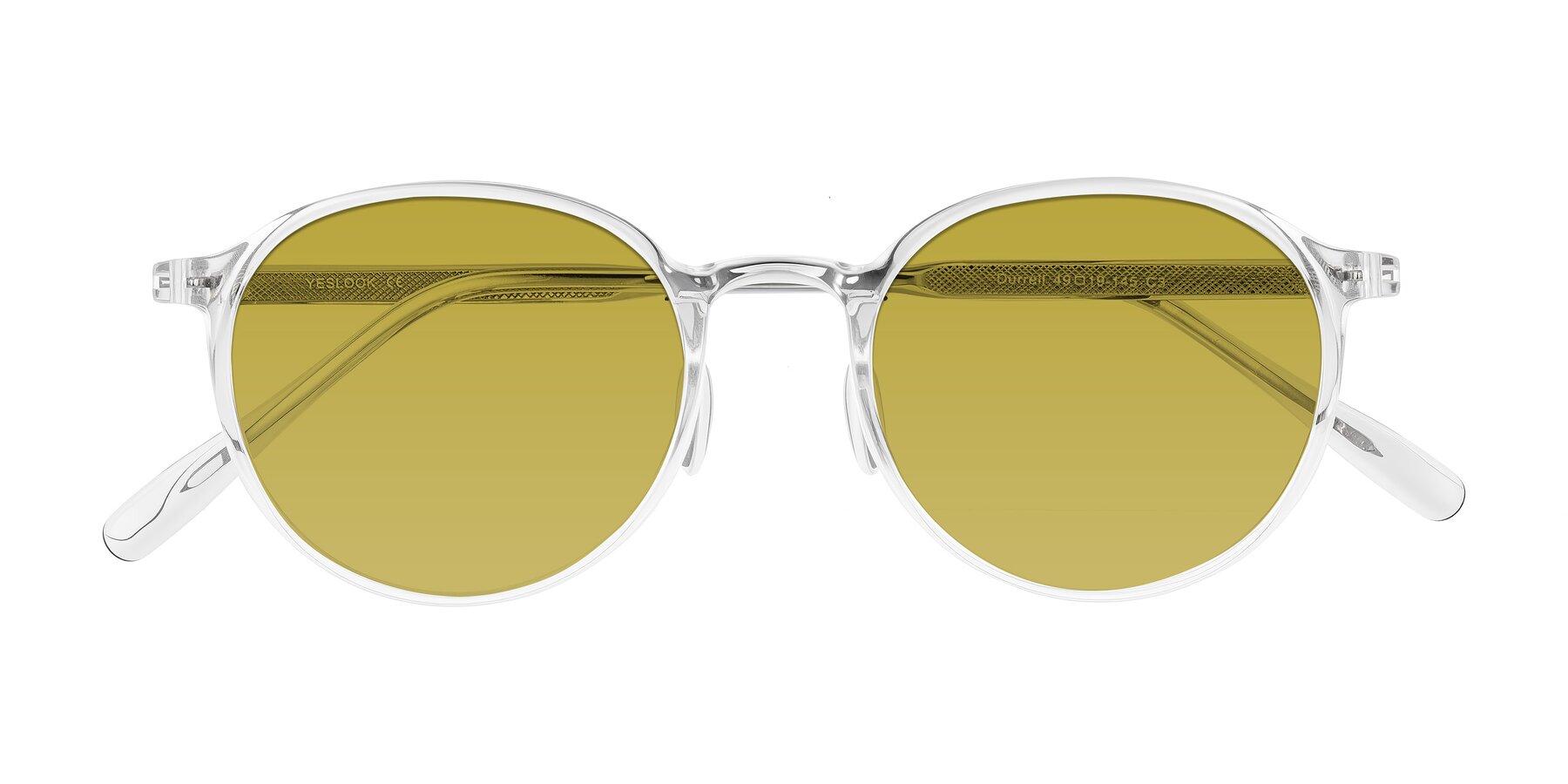 Folded Front of Durrell in Clear with Champagne Tinted Lenses