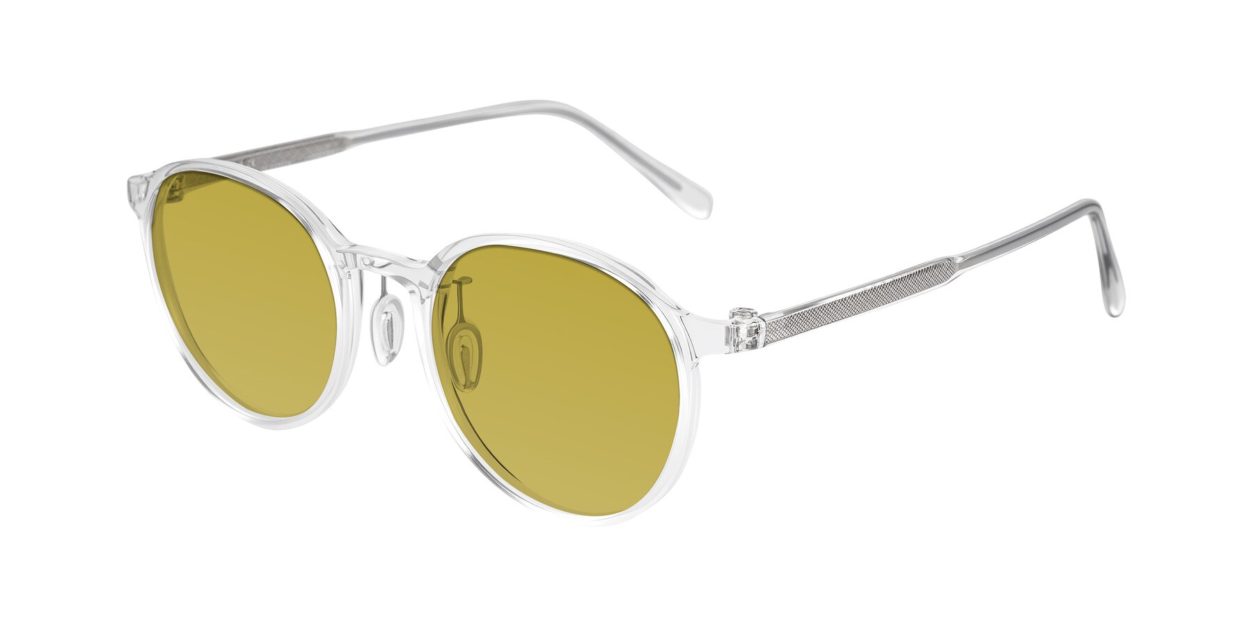 Angle of Durrell in Clear with Champagne Tinted Lenses