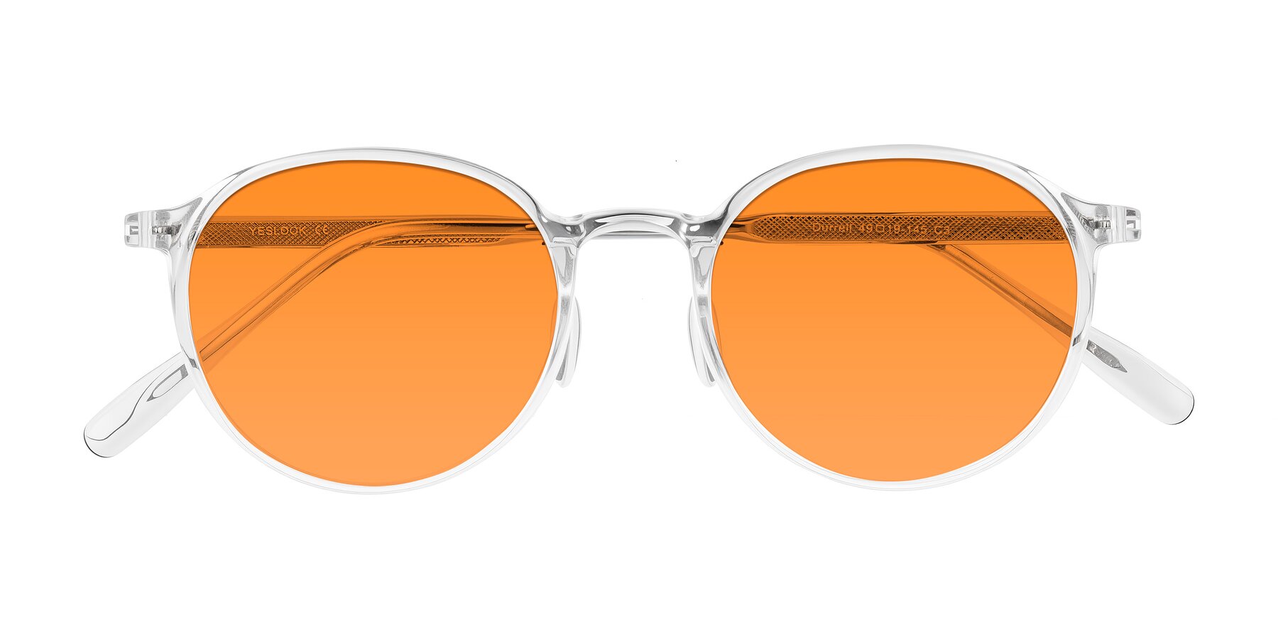 Folded Front of Durrell in Clear with Orange Tinted Lenses