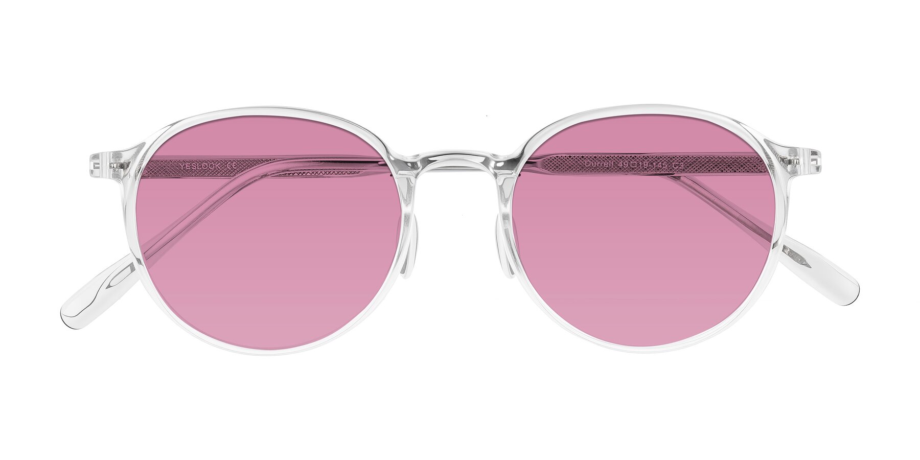 Folded Front of Durrell in Clear with Medium Wine Tinted Lenses