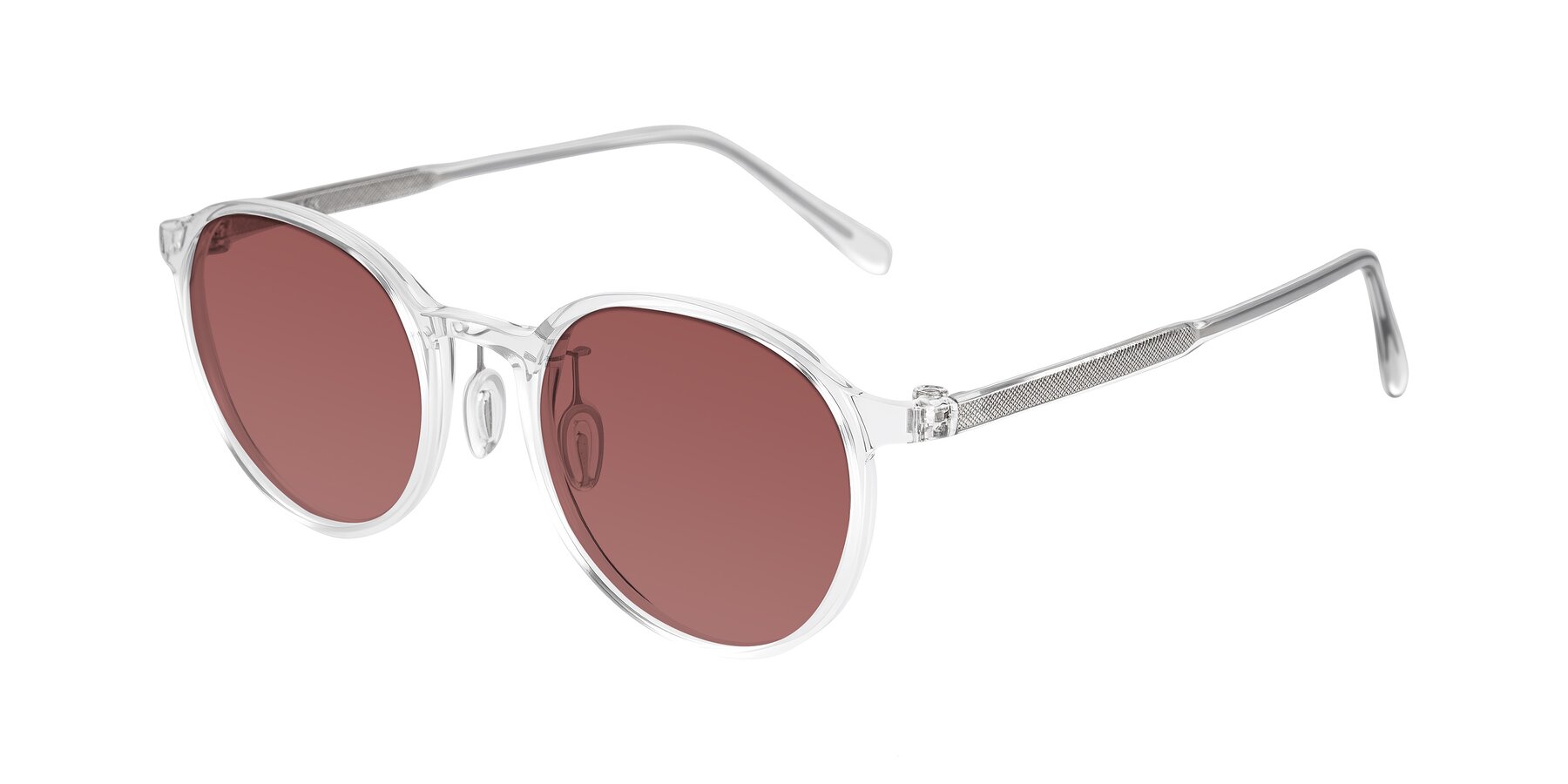 Angle of Durrell in Clear with Garnet Tinted Lenses
