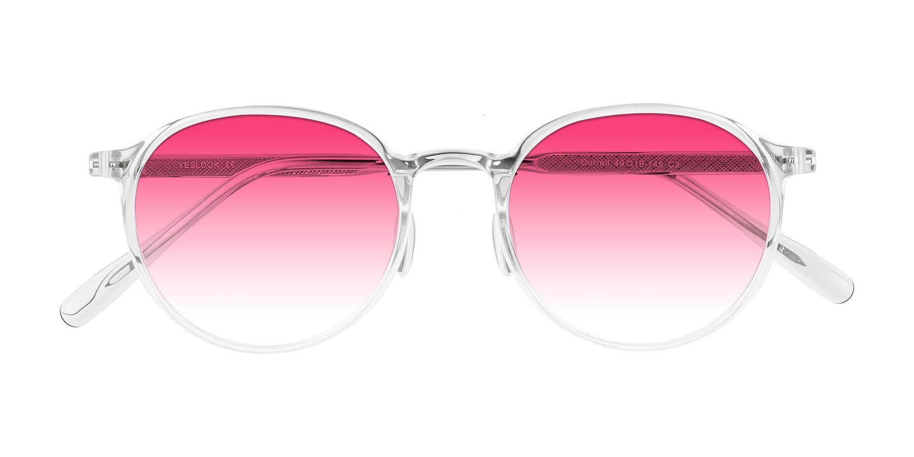 Folded Front of Durrell in Clear with Pink Gradient Lenses