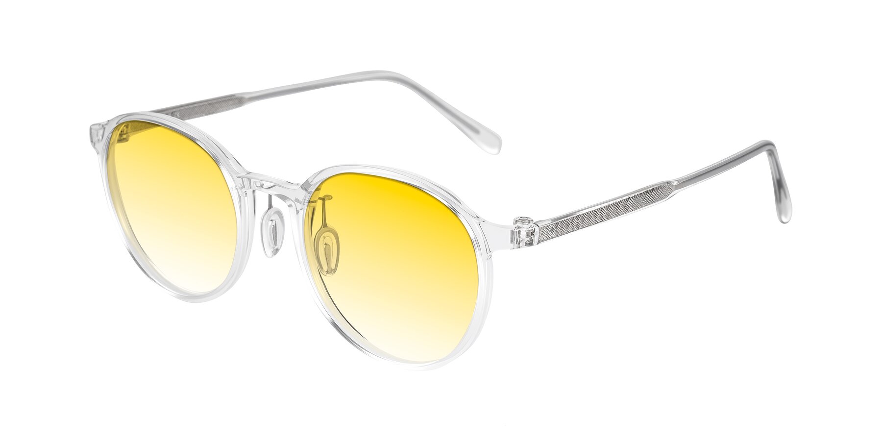 Angle of Durrell in Clear with Yellow Gradient Lenses