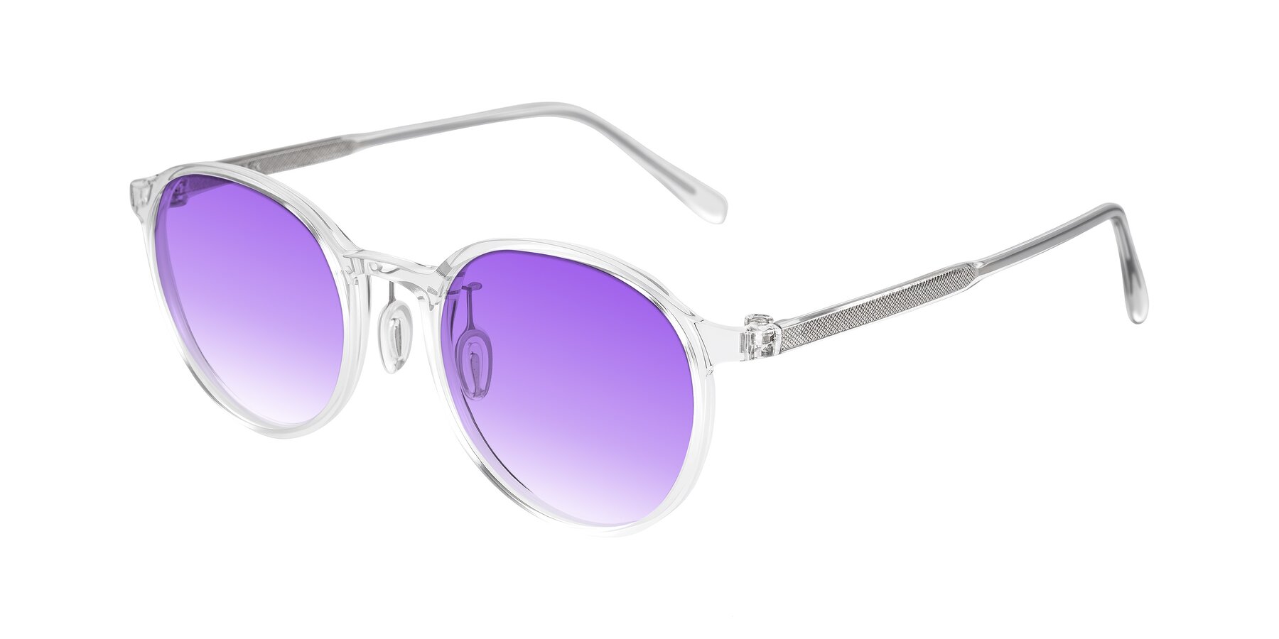 Angle of Durrell in Clear with Purple Gradient Lenses