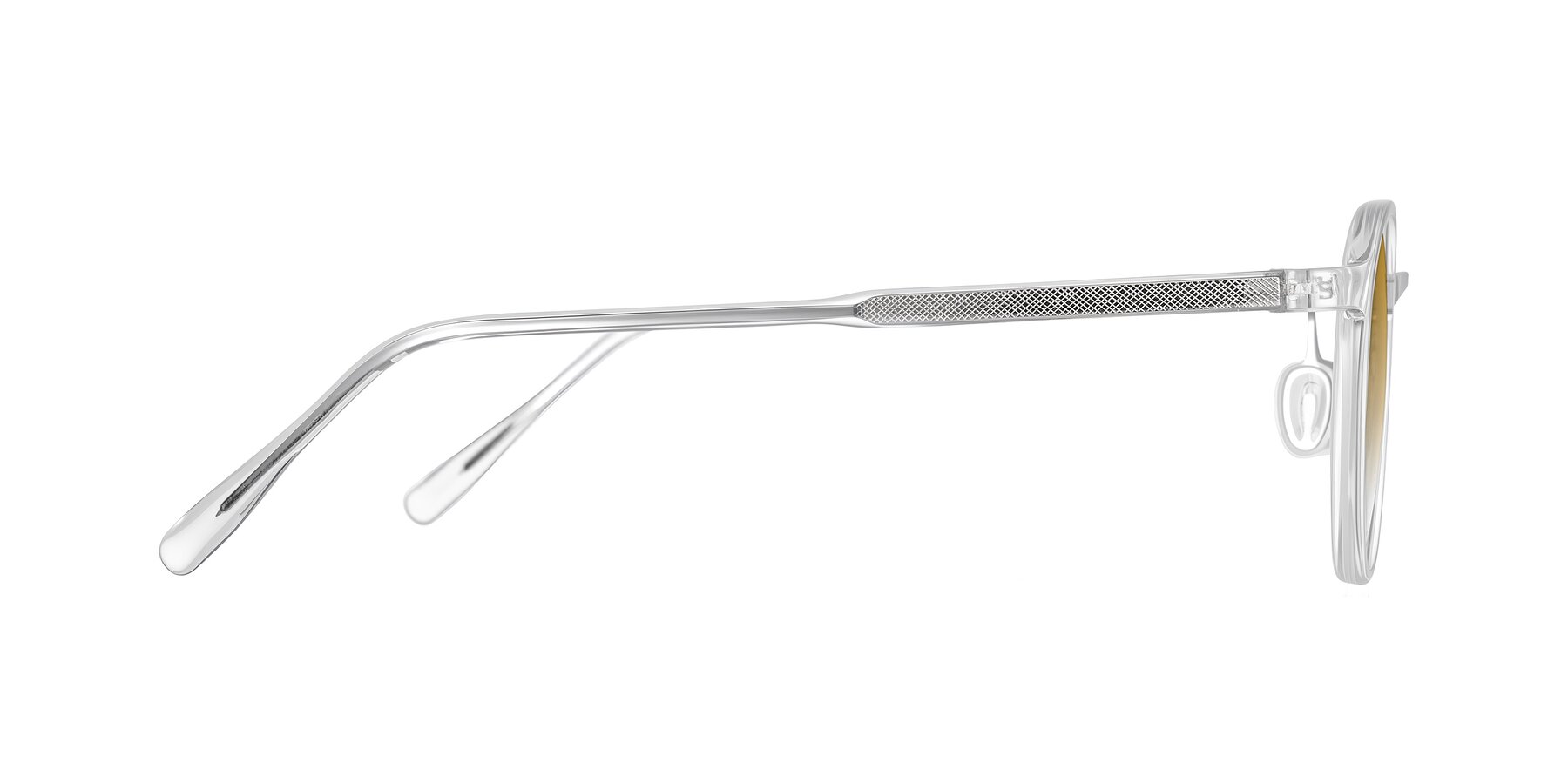 Side of Durrell in Clear with Champagne Gradient Lenses