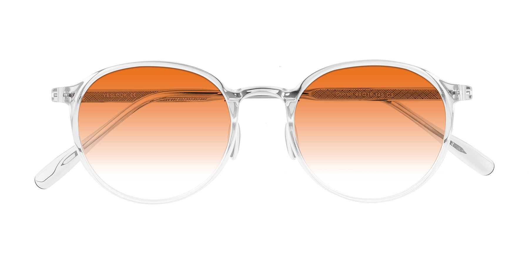 Folded Front of Durrell in Clear with Orange Gradient Lenses