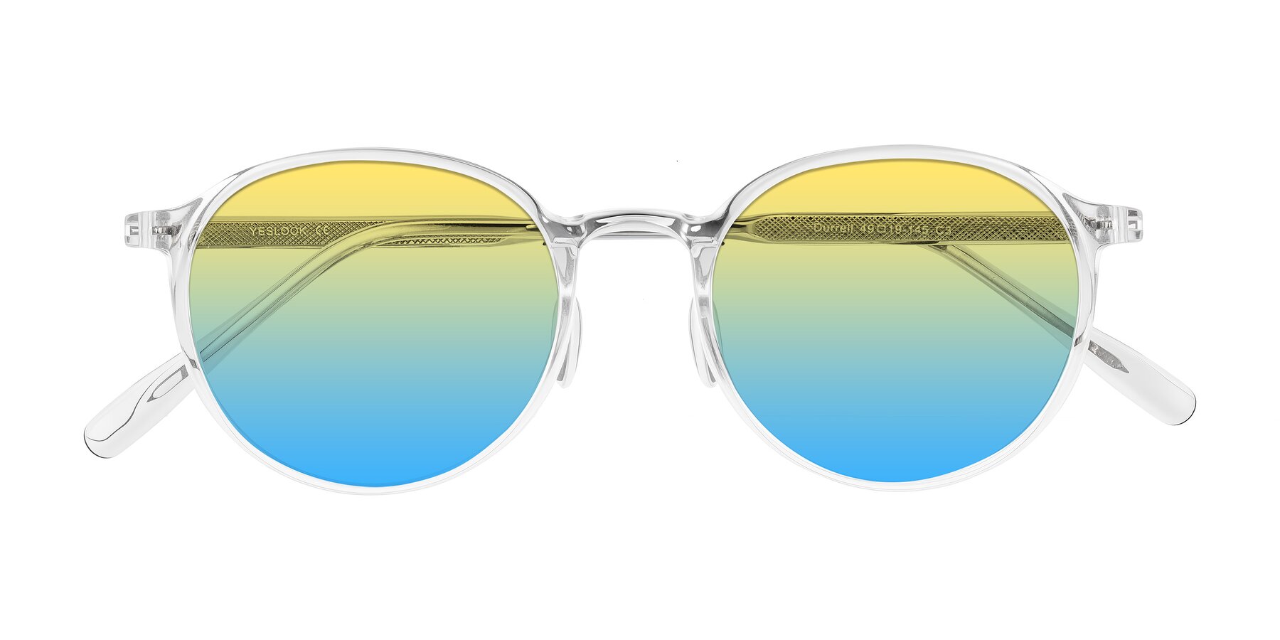 Folded Front of Durrell in Clear with Yellow / Blue Gradient Lenses