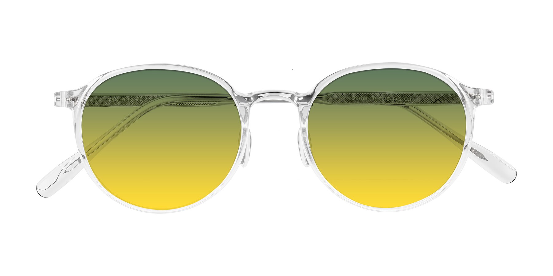 Folded Front of Durrell in Clear with Green / Yellow Gradient Lenses