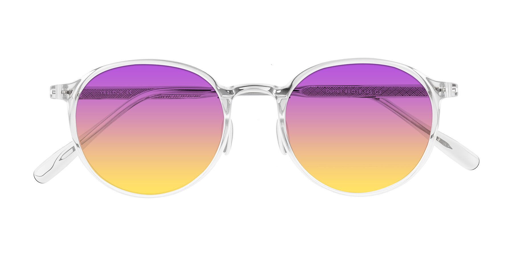 Folded Front of Durrell in Clear with Purple / Yellow Gradient Lenses