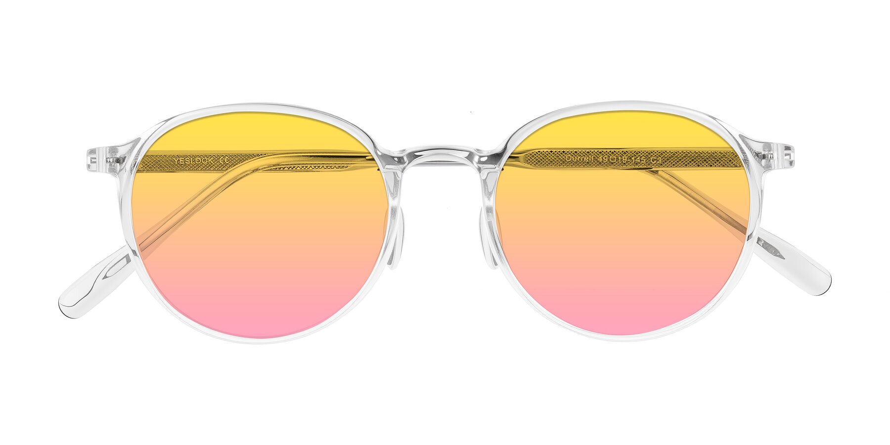 Folded Front of Durrell in Clear with Yellow / Pink Gradient Lenses