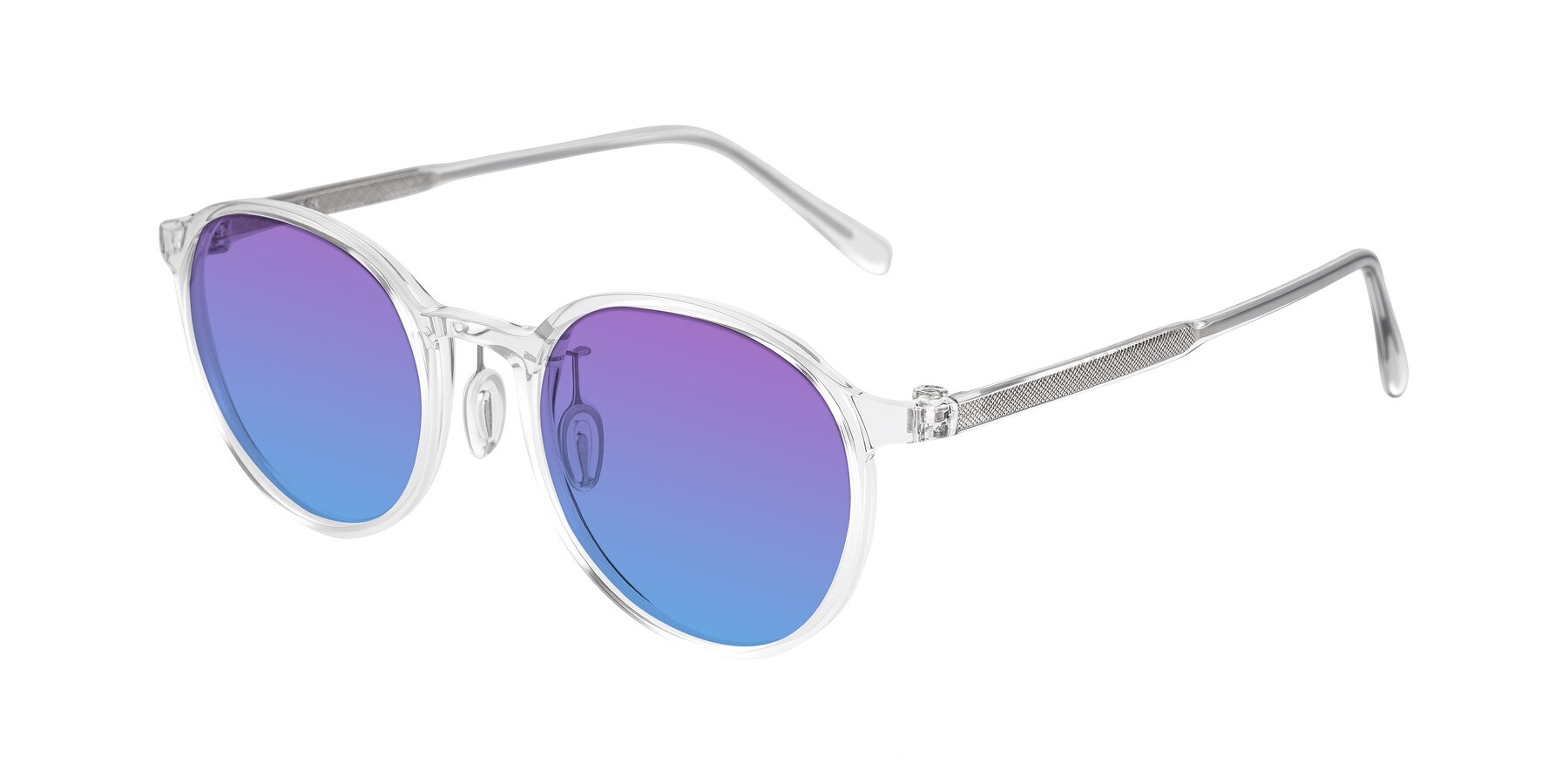 Angle of Durrell in Clear with Purple / Blue Gradient Lenses