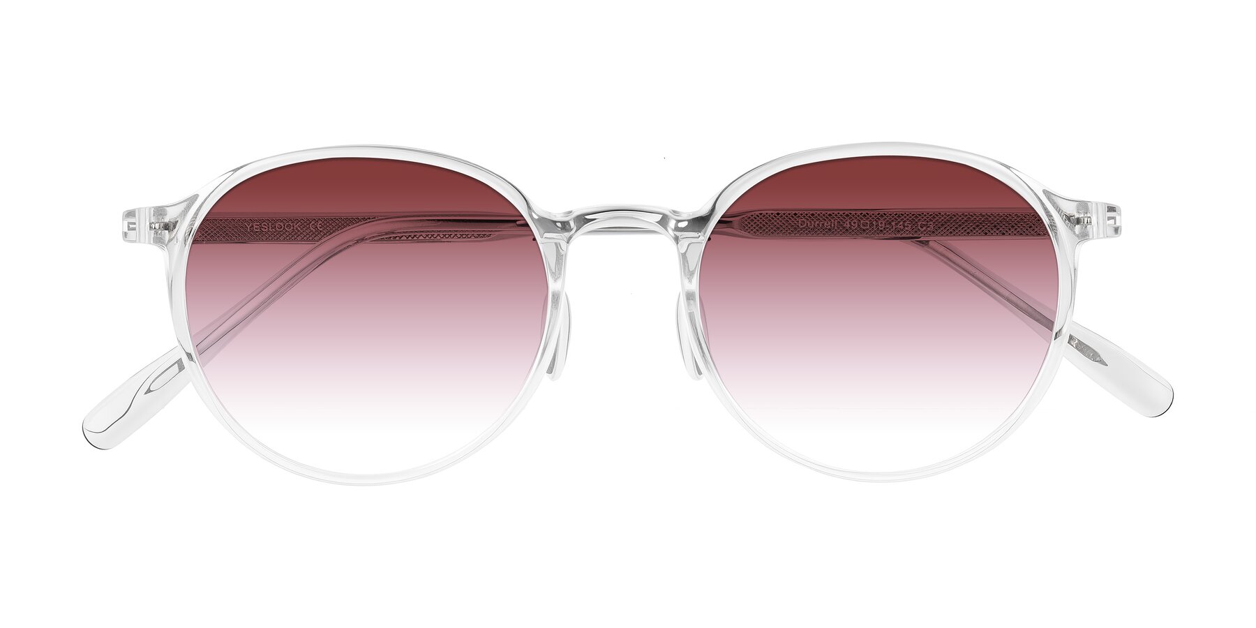 Folded Front of Durrell in Clear with Garnet Gradient Lenses