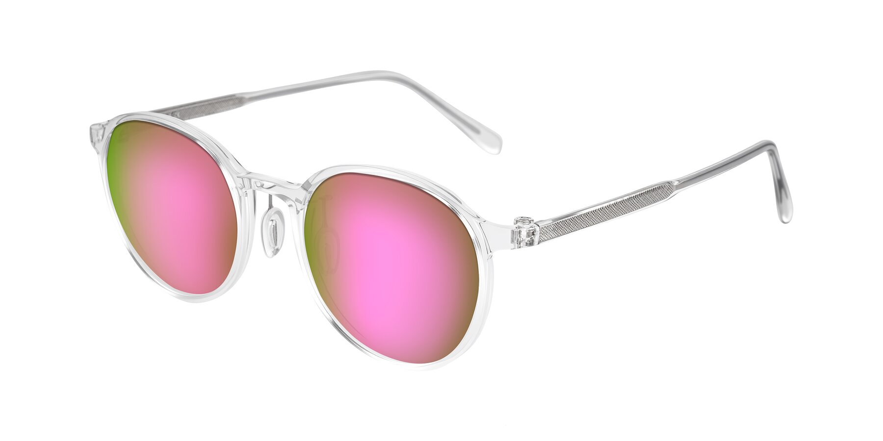 Angle of Durrell in Clear with Pink Mirrored Lenses