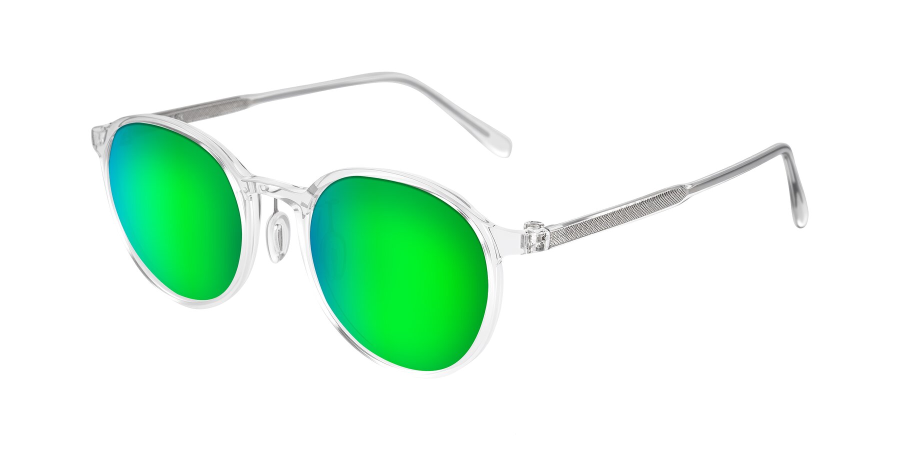 Angle of Durrell in Clear with Green Mirrored Lenses