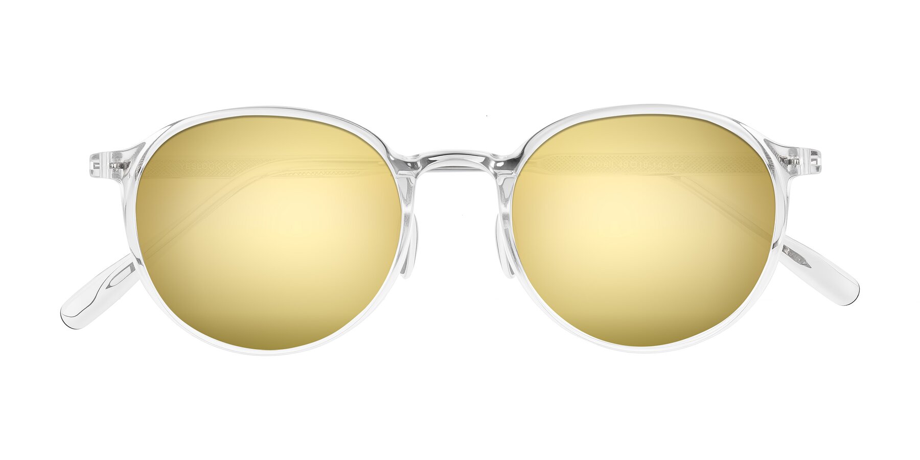 Folded Front of Durrell in Clear with Gold Mirrored Lenses