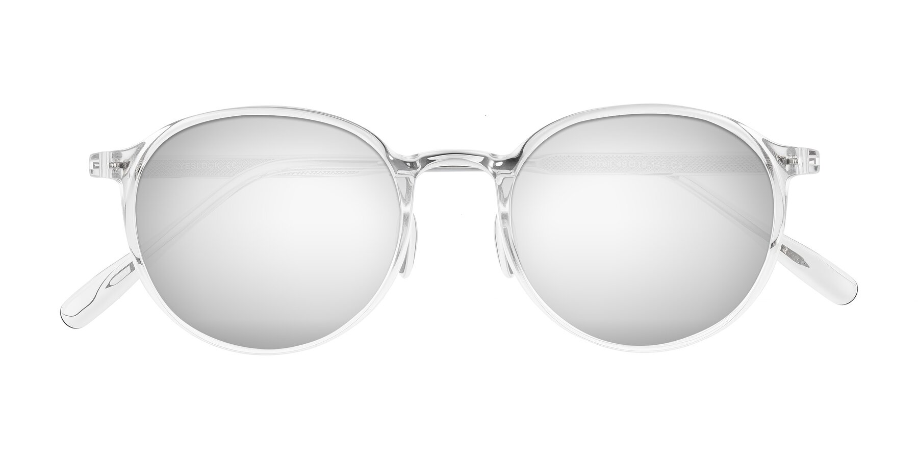 Folded Front of Durrell in Clear with Silver Mirrored Lenses