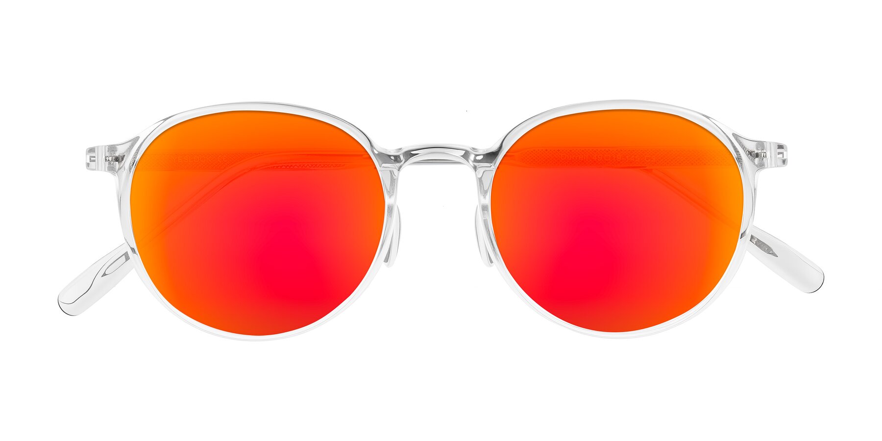 Folded Front of Durrell in Clear with Red Gold Mirrored Lenses