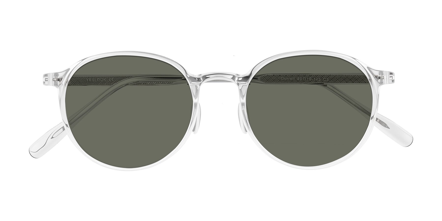 Folded Front of Durrell in Clear with Gray Polarized Lenses