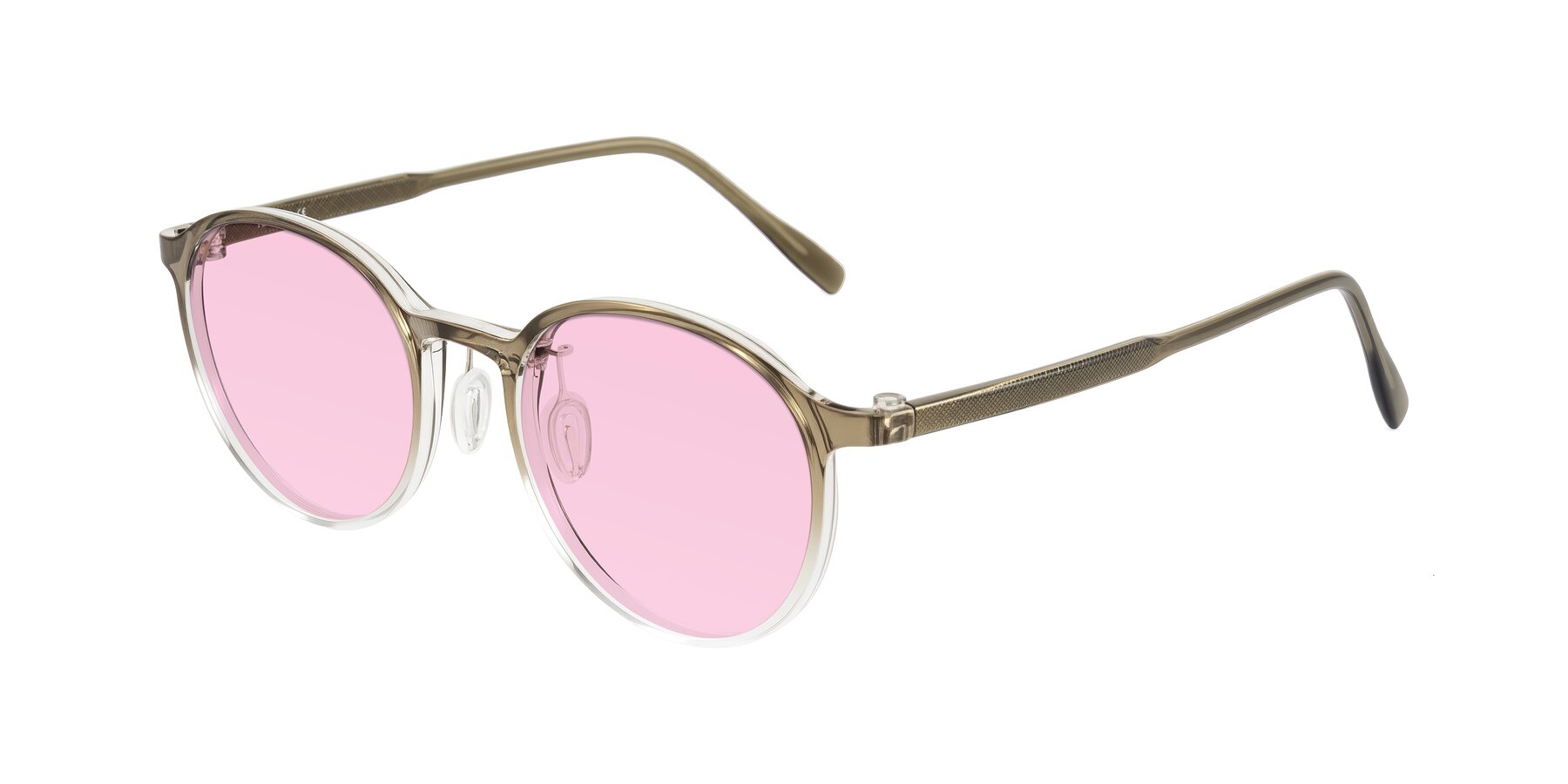 Angle of Durrell in Brown/Clear with Light Pink Tinted Lenses