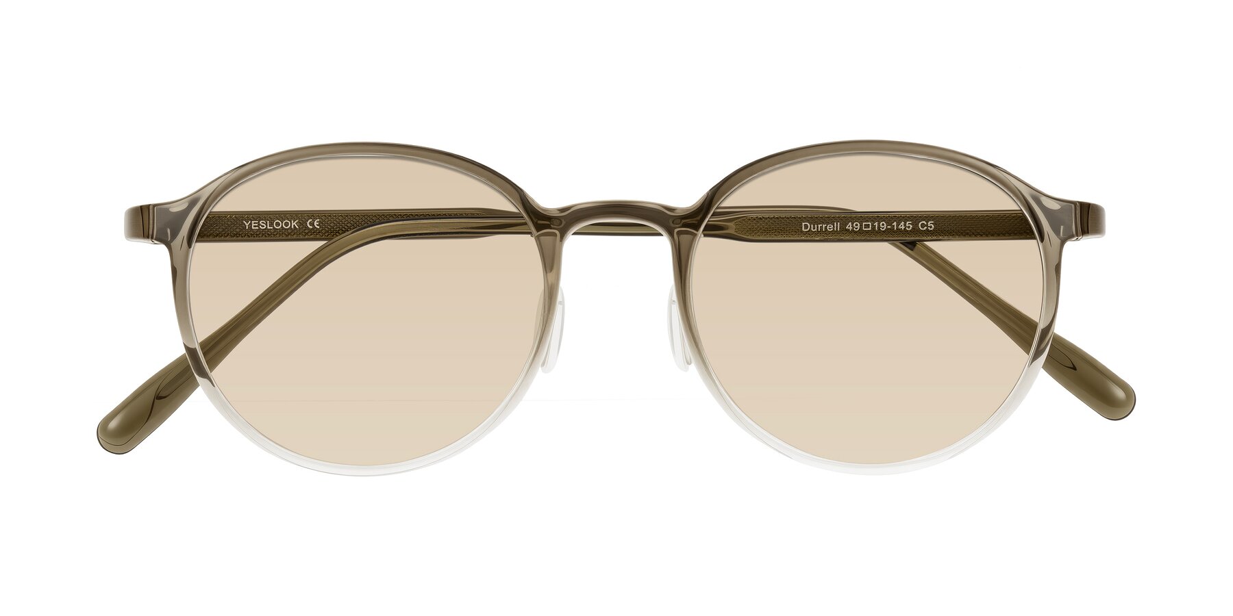 Folded Front of Durrell in Brown/Clear with Light Brown Tinted Lenses
