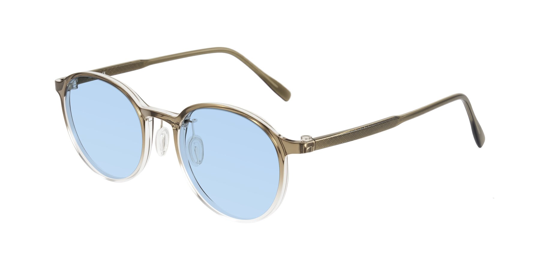 Angle of Durrell in Brown/Clear with Light Blue Tinted Lenses