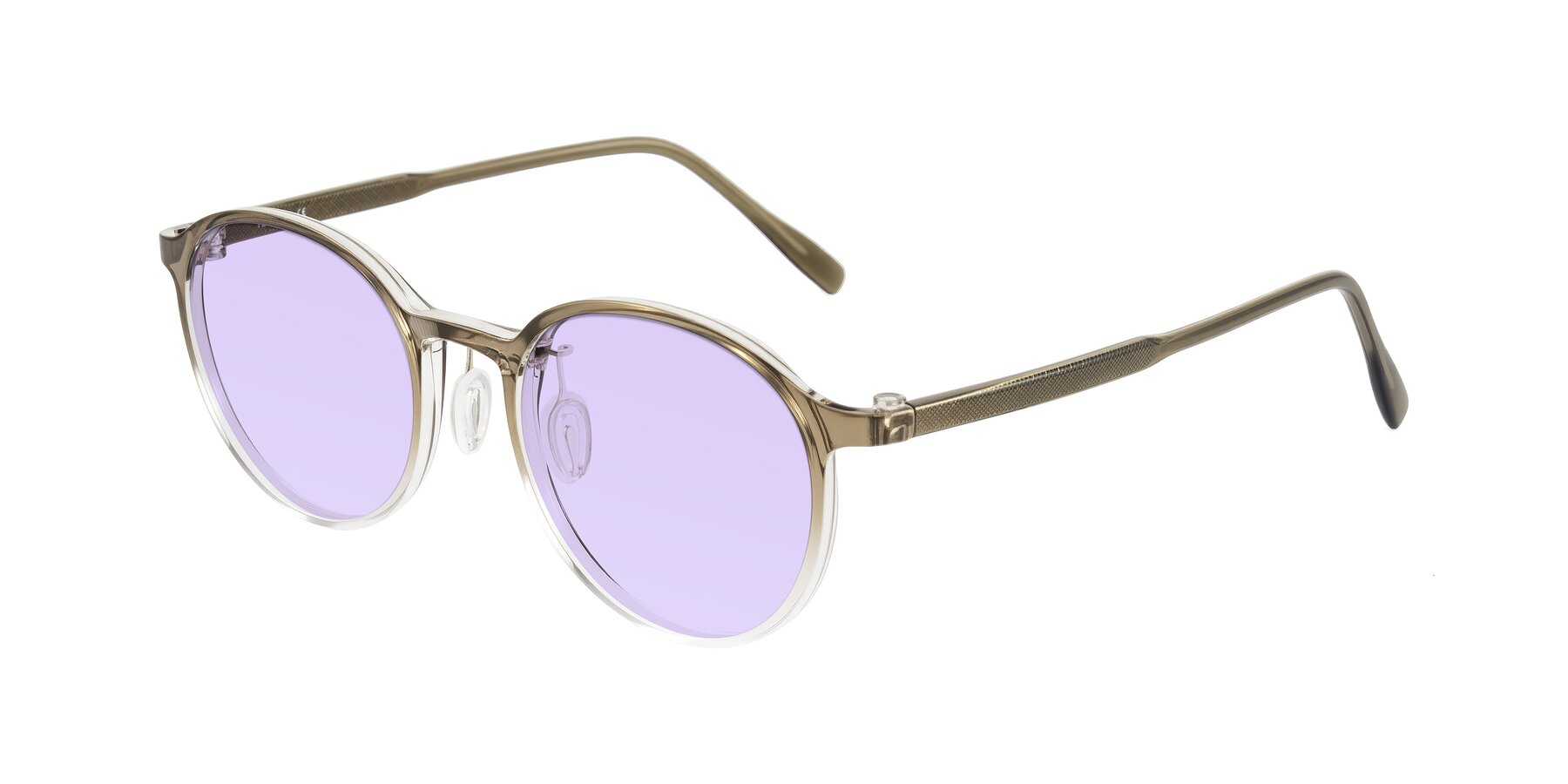 Angle of Durrell in Brown/Clear with Light Purple Tinted Lenses