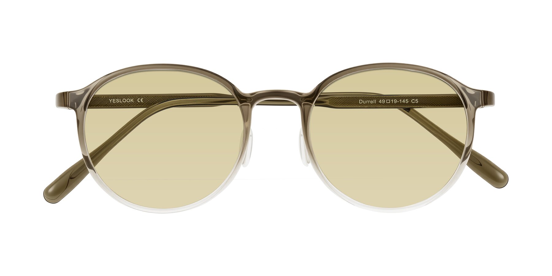 Folded Front of Durrell in Brown/Clear with Light Champagne Tinted Lenses