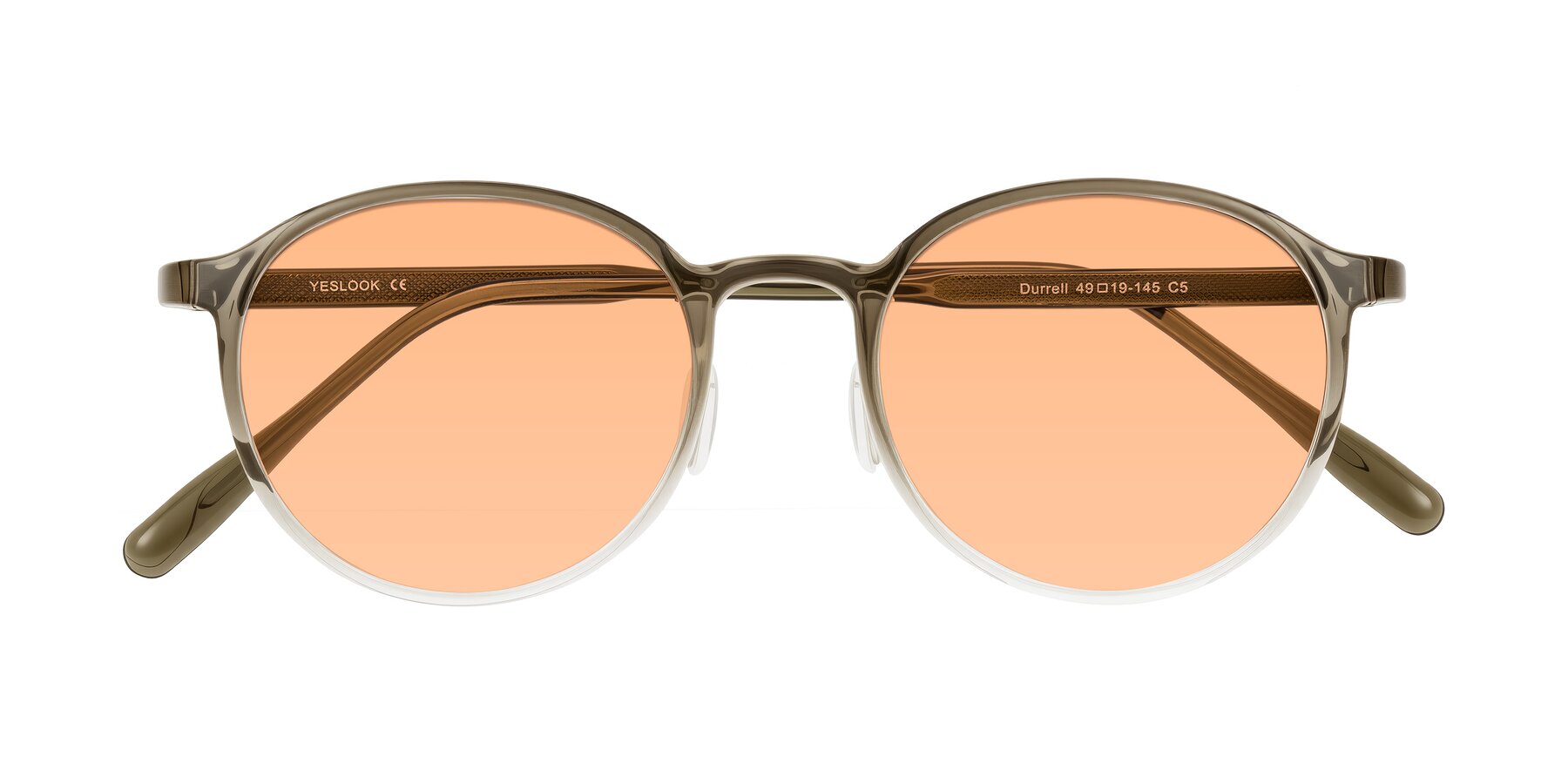 Folded Front of Durrell in Brown/Clear with Light Orange Tinted Lenses