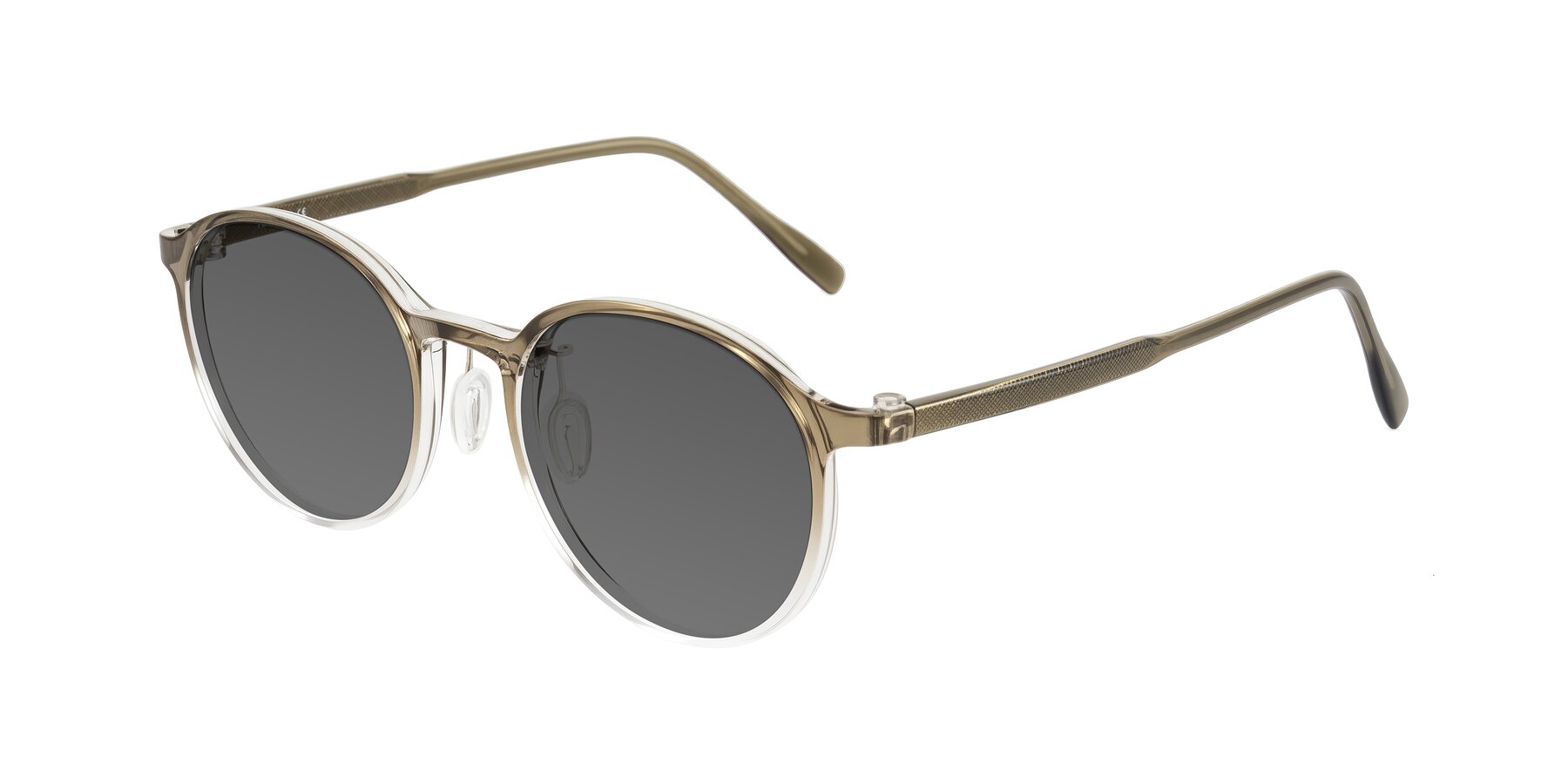 Angle of Durrell in Brown/Clear with Medium Gray Tinted Lenses