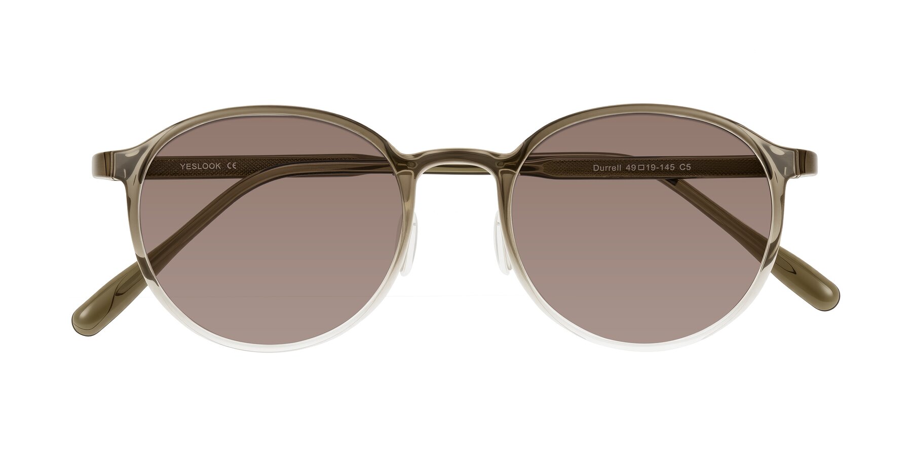 Folded Front of Durrell in Brown/Clear with Medium Brown Tinted Lenses