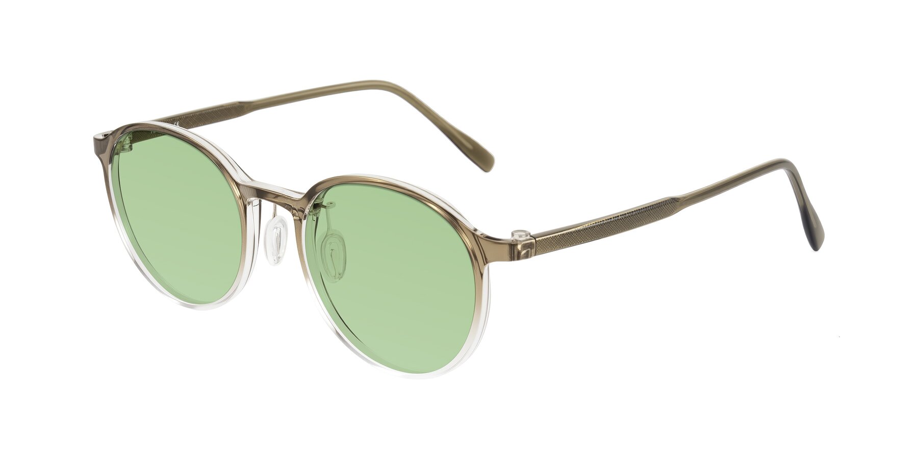 Angle of Durrell in Brown/Clear with Medium Green Tinted Lenses