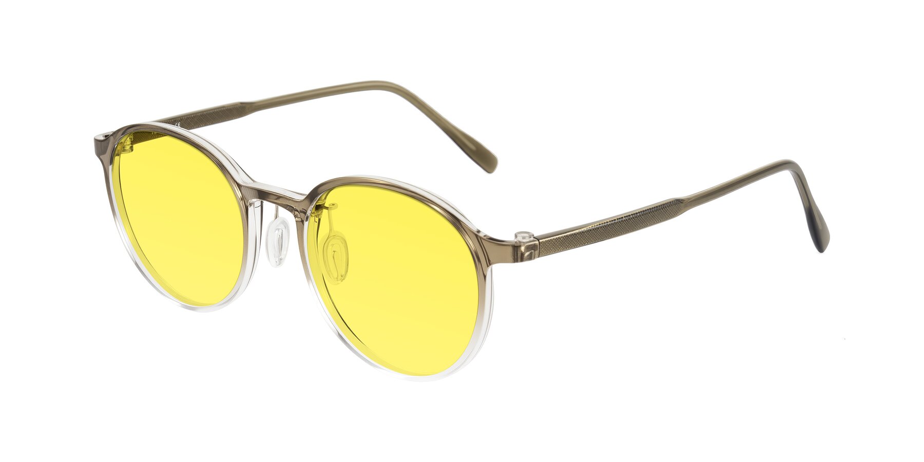 Angle of Durrell in Brown/Clear with Medium Yellow Tinted Lenses