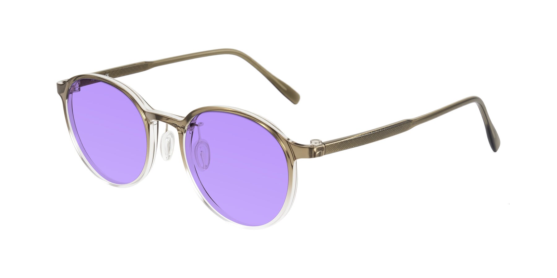 Angle of Durrell in Brown/Clear with Medium Purple Tinted Lenses