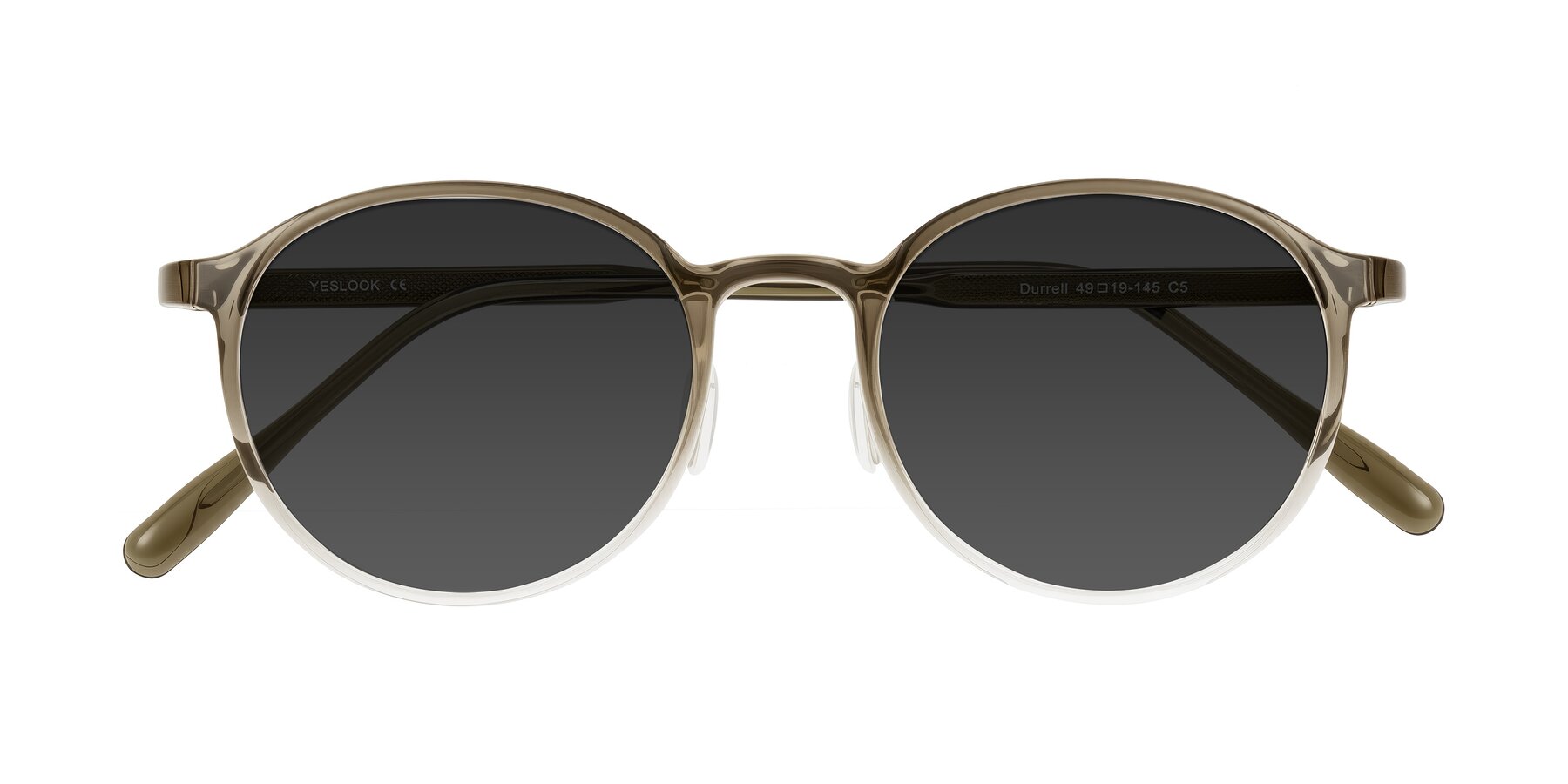 Folded Front of Durrell in Brown/Clear with Gray Tinted Lenses