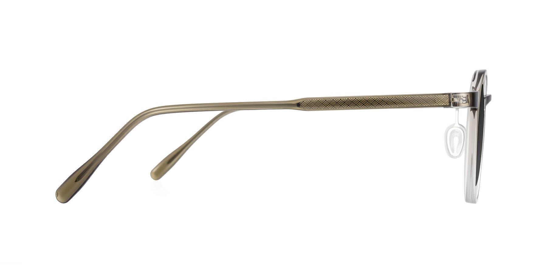 Side of Durrell in Brown/Clear with Gray Tinted Lenses