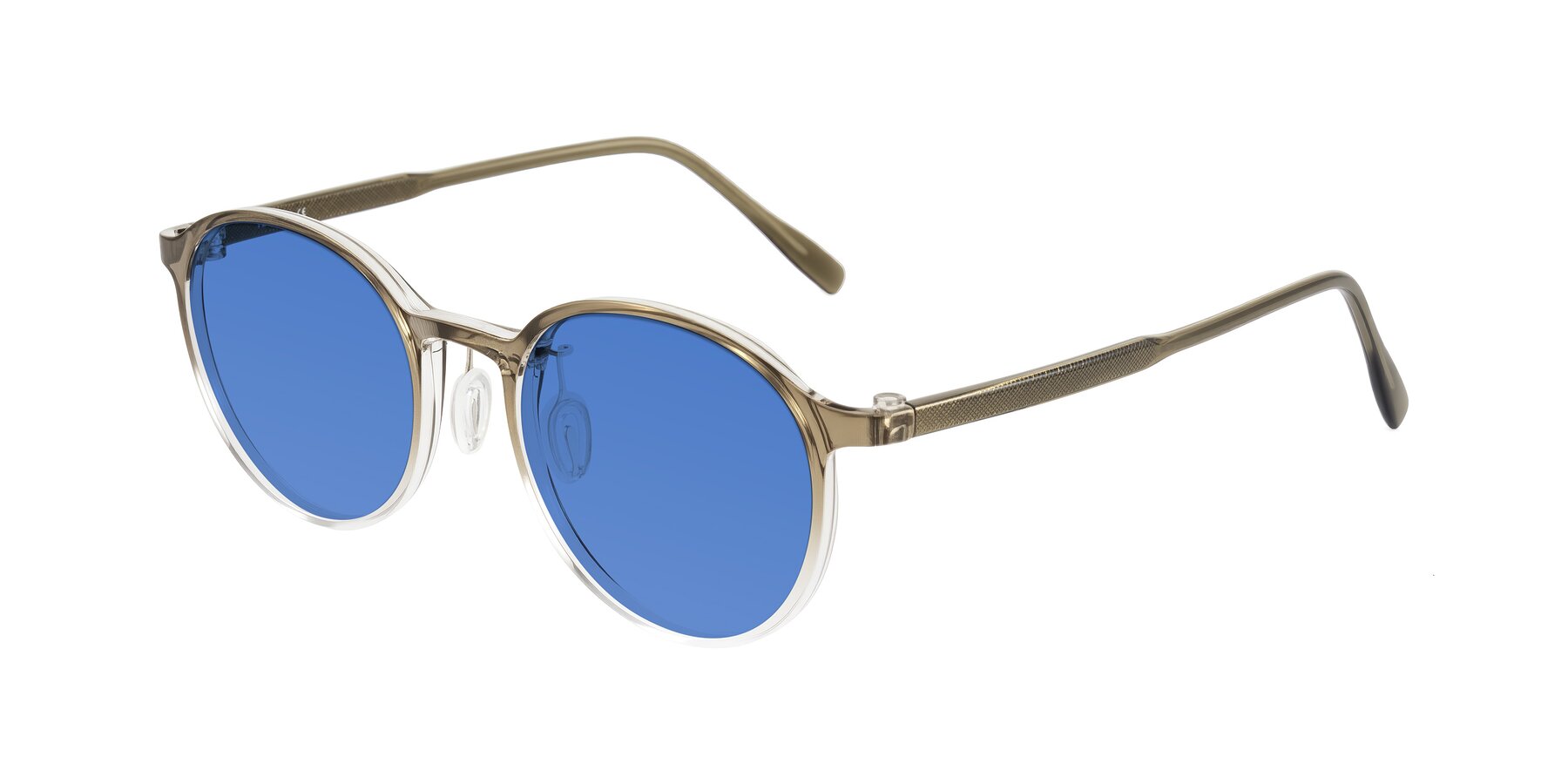 Angle of Durrell in Brown/Clear with Blue Tinted Lenses