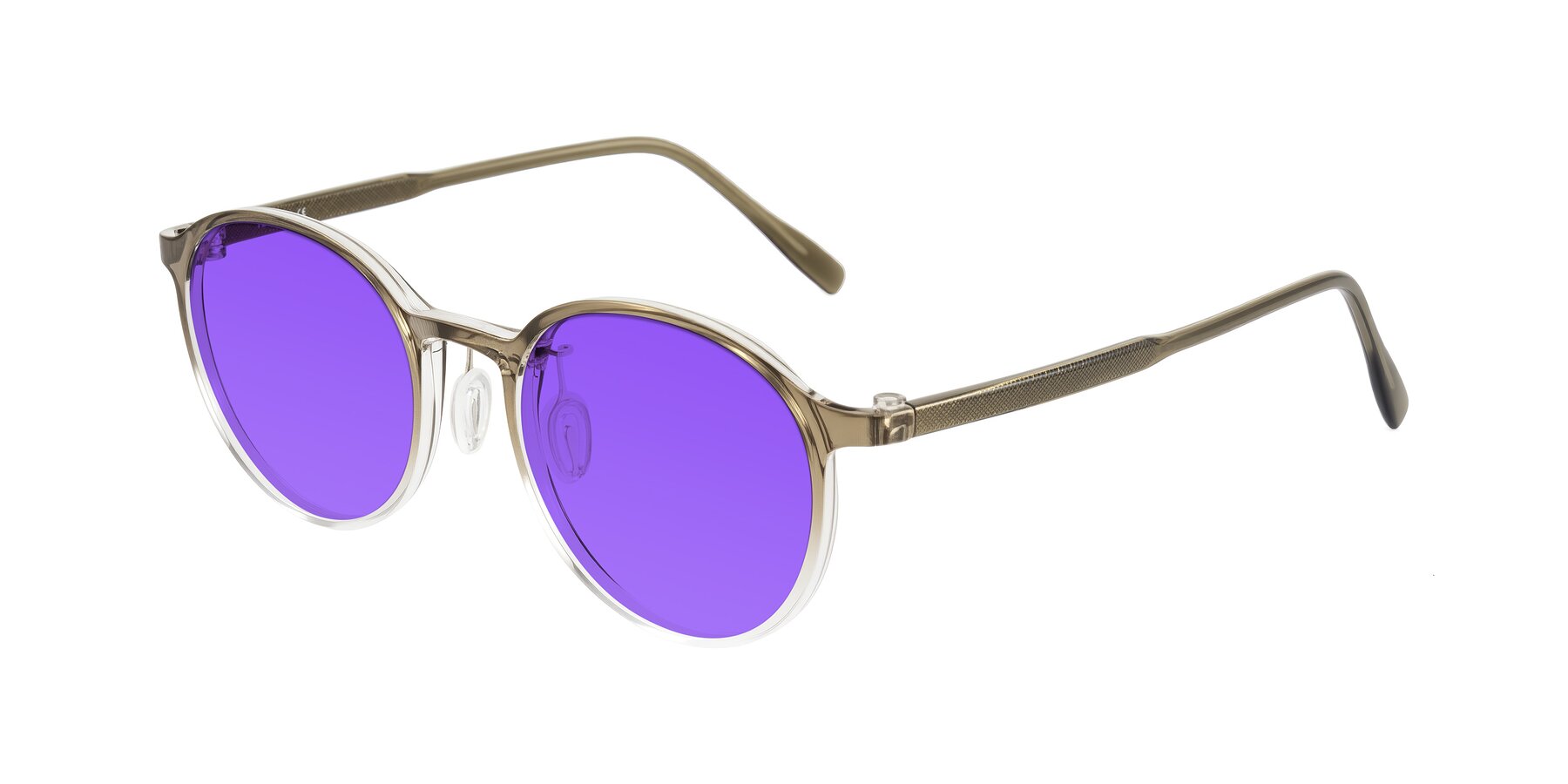 Angle of Durrell in Brown/Clear with Purple Tinted Lenses
