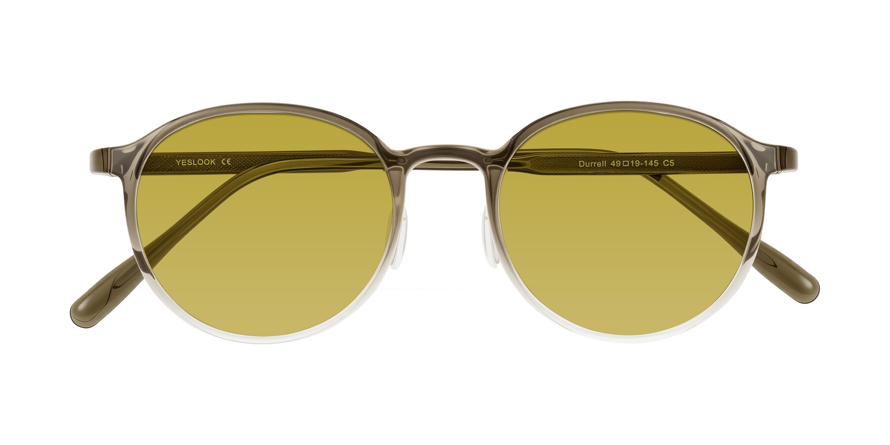 Folded Front of Durrell in Brown/Clear with Champagne Tinted Lenses