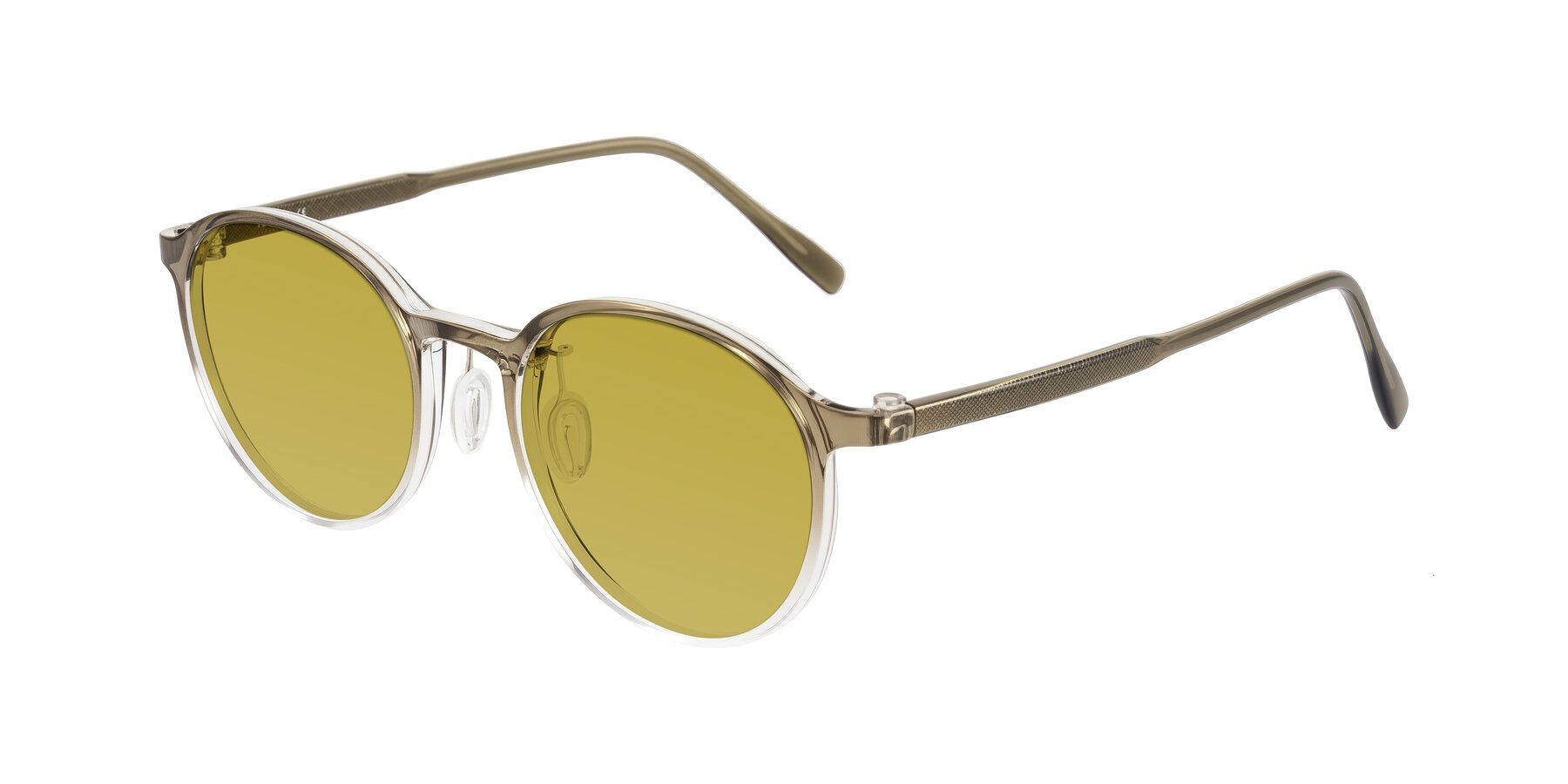Angle of Durrell in Brown/Clear with Champagne Tinted Lenses
