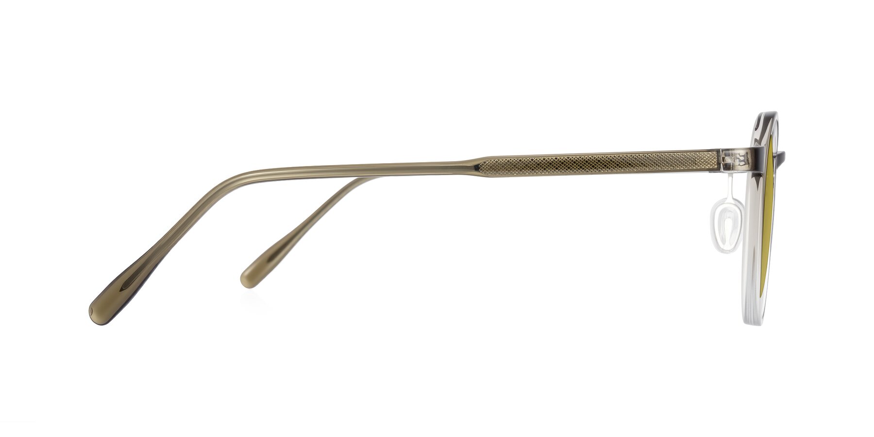 Side of Durrell in Brown/Clear with Champagne Tinted Lenses