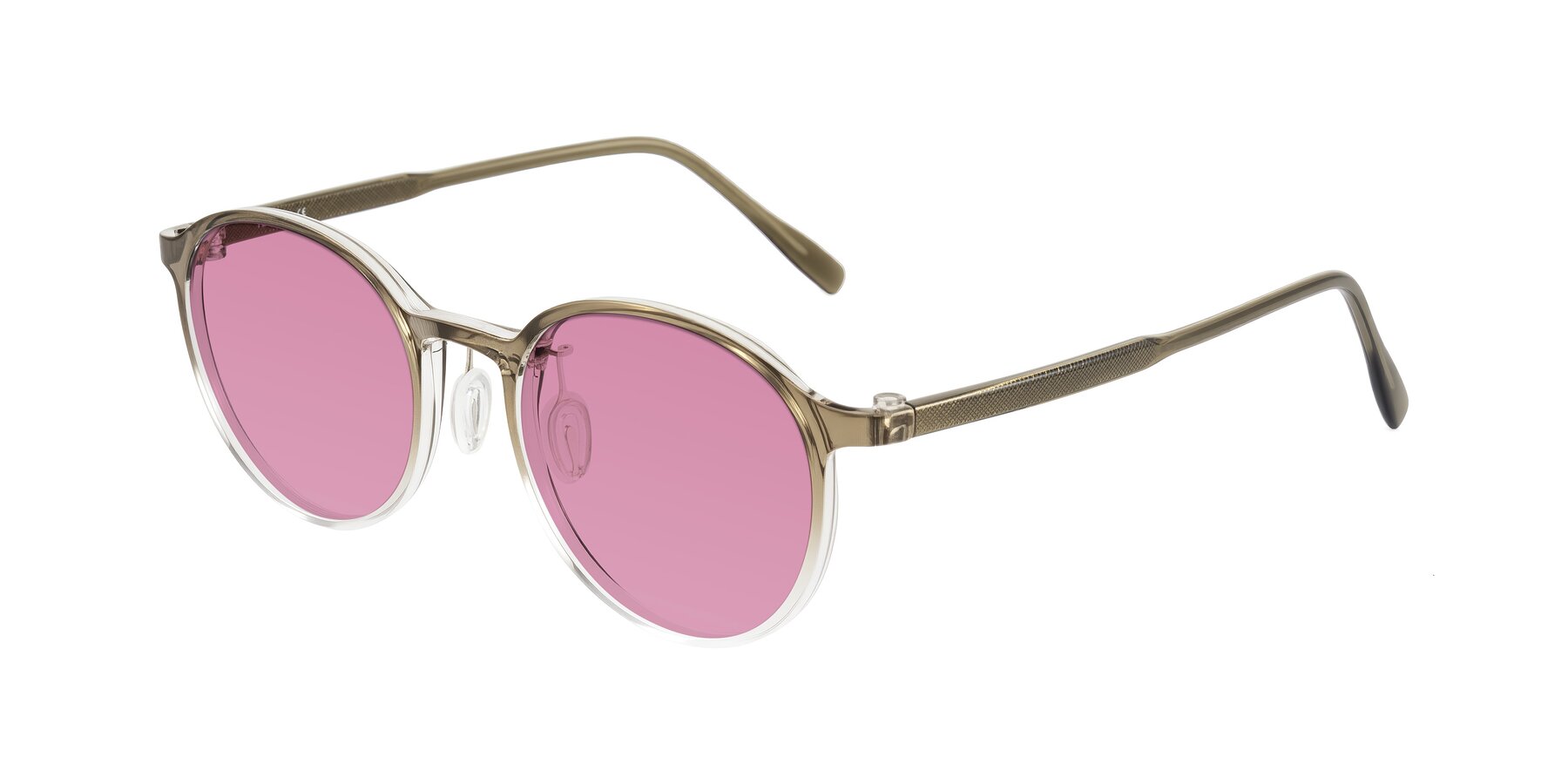 Angle of Durrell in Brown/Clear with Medium Wine Tinted Lenses