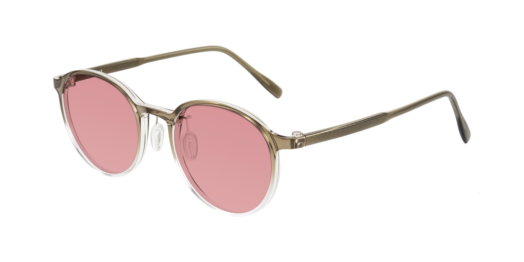 Angle of Durrell in Brown/Clear with Medium Garnet Tinted Lenses